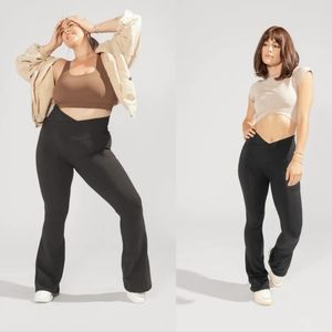 S/31" Crisscross Hourglass Flared Legging with Pockets (Soft Touch) Smoky Navy